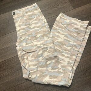 Francesca's Collections Camouflage Cargo Pants - Beige and Light Blue